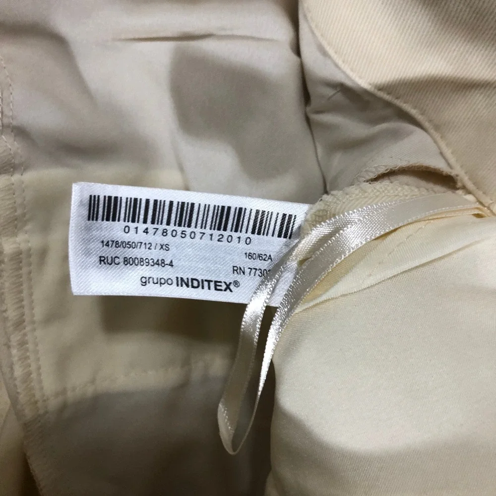 Zara‎ Women's Cream Tailored Trousers XS Straight Leg Dress Pants